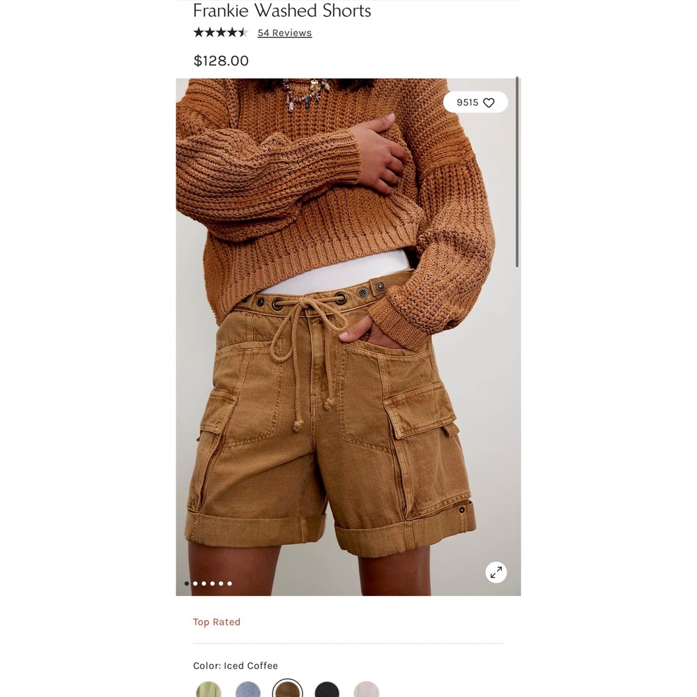 Free People Frankie Washed Cargo Shorts - Iced Coffee Brown